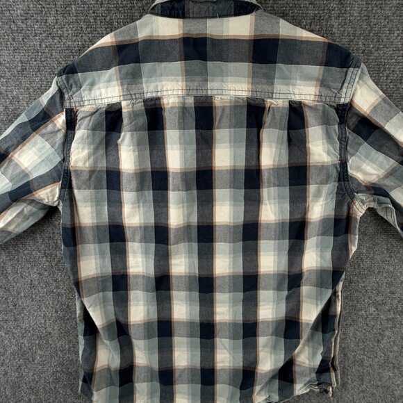 Carhartt Men Long Sleeve Blue Beige Plaid Button Up Shirt Small Slim Fit Adult - Picture 13 of 13